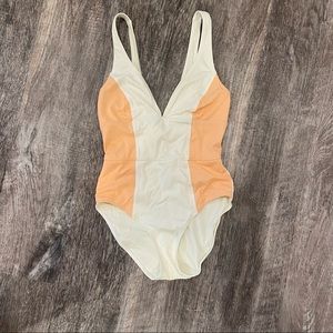 NOT FOR SALE: Solid & Striped NEW One-Piece Scoop V-neck Swim Suit.